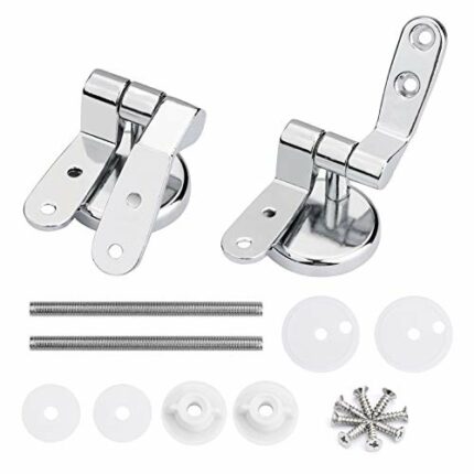 Zinc Alloy Toilet Seat Hinges Chrome Finished Toilet Seat Fittings and Fixtures Perfect Replacement Hinges for Most Wooden Resin MDF Toilet Seats
