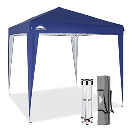 EAGLE PEAK 8' x 8' Outdoor Instant Pop Up Canopy Tent, Portable Folding Gazebo Shelter with Carry Bag, Dark Blue