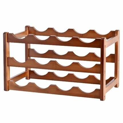 Tefola Bamboo Wood Horizontal Wine Rack for 12 Wine Bottles – 43 x 23.5 x 25 cm, Brown