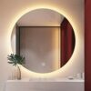Bathroom mirror Round mirror backlit LED light mirror round wall-mounted smart with lamp mirror light single touch anti-fog mirror (Size : 60cm)