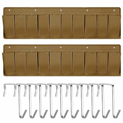 Berlune 2 Pcs RV Shoe Pockets RV Shoe Storage Organizer 44.1 Inches Hanging Shoe Pockets Hanging Bedside Storage Pockets with 10 Sturdy Hooks for