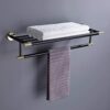 bathroom towel rack, Towel Bar 304 Stainless Steel and Brass Towel Rails Heavy Duty Towel Holder Wall Mounted Towel Storage Rack for Bathroom, Ki