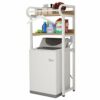 -Washer Storage Frames for Over Toilet Floor Standing 2-Tier Over The Clamshell Washinghine Storage Rack,with Clothes Rail,Shelf,Beastrong,for Ne