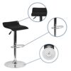 DINGZZ Black Vinyl Adjustable Height Barstool with Solid Seat and Chrome Base Stool Chair Bar Stool