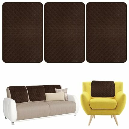 Dandelionsky 3Pcs Sofa Arm Protector Covers Recliner Sofa Covers 22.4x15'' Soft Polyester Armchair Arm Covers Wear Resistant & Waterproof & Anti-