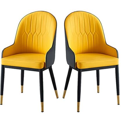 dining chair Modern Dining Room Chair Set Of 2 Metal Chair Legs Leather Backrest Chair Hotel Sales Office Reception Chair (Color : Yellow+gray)