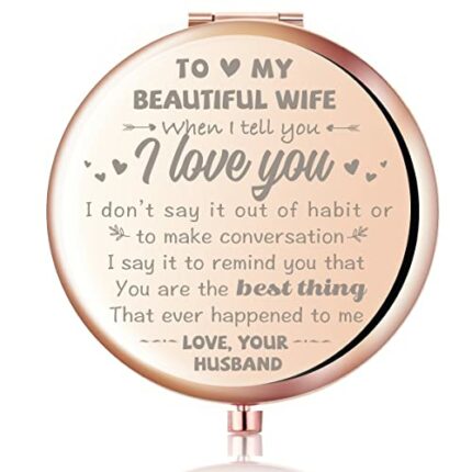 to My Beautiful Wife You are The Best Thing That Ever Happened to Me Rose Gold Compact Mirror for Wife,Unique Mother's Day Birthday Wedding Keeps