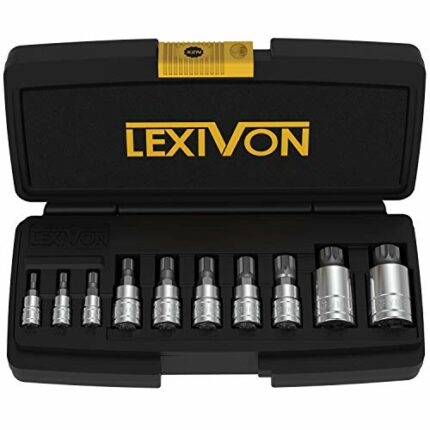 LEXIVON XZN Triple Square Spline Bit Socket Set, Size M4 M5 M6 M8 M10 M12 M14 M16 M18 | Allen Key Socket Multiple Teeth 10 Pcs Set, for Torque Wr