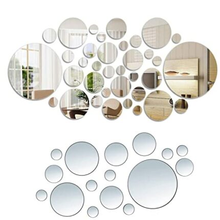 Bessy shop Round mirror tiles self-adhesive Round Mirror Sheets Self Adhesive,36 Pcs Acrylic Round Mirrors Self Adhesive Round Mirrors DIY Mirror