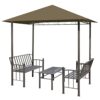 vidaXL Garden Pavilion with Table and Benches Anthracite Patio Gazebo Marquee