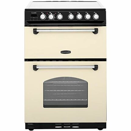 Schock CLAS60ECCR/C Rangemaster 10734 Classic 60cm Electric Double Oven Cooker with Ceramic Hob Cream and Chrome, 61 liters
