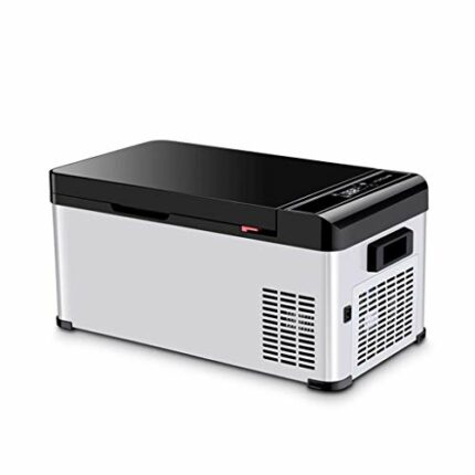 KJHD 18L Table Top A+ Energy Rating Fridge Blac，Stainless Steel Look Tabletop Mini Fridge & Ice Box