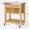 DINGZZ Kitchen Serving Storage Trolley Cart with Stainless Steel Worktop Solid and Practical Trolley