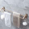Bathroom Wall-Mounted Towel Bar with Hanging Hook Bathroom Shelf Towel Rack Two Rod Prevention Bathroom Storage Rack Shower Rack Tower Hanger