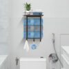 Towel Racks for Bathroom Wall Mounted, Cinati Metal Bath Towel Holder with Wood Shelf and 3 Hooks, Towel Storage for Small Bathroom Decor or RV,