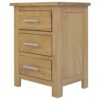 AERATI OAK Bedside Table Cabinet Bedside Chest of Drawers 3 Drawer Bedside Cupboard 56 cm Already Assembled Rustic