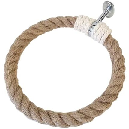 SEWACC Home Decor Wall Mounted Towel Ring Jute Rope Toilet Paper Holder Rustic Towel Rack Hand Towel Hanger Farmhouse Hand Towel Holder for Bathr