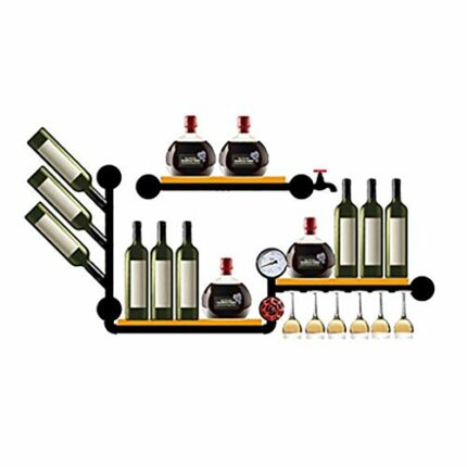 Wine rack Loft Vintage Industrial Wind Rack Wrought Iron Wood Hose Rack Wall-mounted Wine Rack Cup Holder Glassware Rack Wine Cooler 110 * 20 * 5