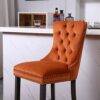 PS Global Adrianna Barstool, Comfortable and Stylish Fabric With Chrome Knockerback Luxurious Upholstery, Velvet Barstool, Easy Clean Fabric, Mod