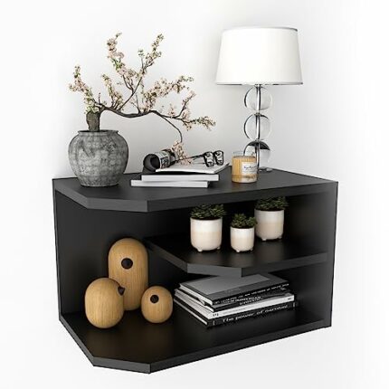 DIZAII Floating Nightstand, Floating Bedside Table, Wall Mounted Nightstand, Wall Mounted Bedside Table, 3 Tier Floating Shelf for Bedroom, Livin