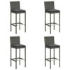 vidaXL Garden Bar Set 5 Piece with Cushions Outdoor Patio Terrace Furniture Dining Table and Chair Seat Bistro Set Poly Rattan Grey