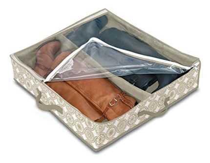 Domopak Living 8001410074300 Case Boots 2 Compartments, Plastic, white, beige, 50 x 60 x 12 cm