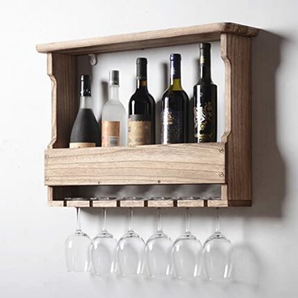 Vintage Rustic Wooden Wine Rack, Wine Bottle Storage Organizer Wall-mounted Wine Rack Wine Shelves for Home Kitchen Bar Cabinets