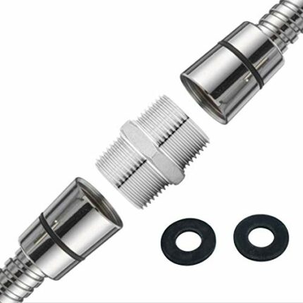 ZOTTI Shower Hose Extension Bracket - 1/2" x 1/2" | Chrome Plated Brass l Standard Hose Extender & Makes Hoses Longer | Rust Proof | Universal St