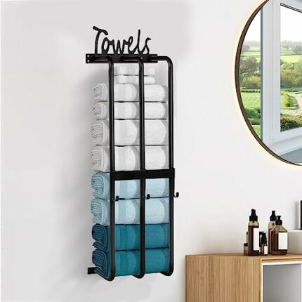 3 Bar Towel Racks for Bathroom Wall Mounted, Wall Towel Rack for Rolled Towels, Bathroom Towel Storage, Metal Bath Towel Holder for Folded Large