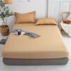 Breathable Lux Bed Sets Solid Color Brushed Mattress Topper, Bedroom Hotel Homestay Aloe Cotton Single Double Bed Sheet Grey 180x200cm