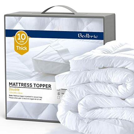 Bedbric Mattress Topper Double Bed 4 Inches Thick - Soft & Fluffy Quilted Double Mattress Topper - Hypoallergenic Mattress Toppers with Elastic S