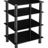 Ttap HiFi/Audio Rack/TV Stand and Entertainment Media Unit / 600mm Wide with 4 Black Glass Shelves