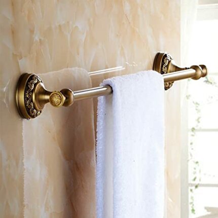 HIGOH Towel Racks,Towel Holder Towel Rail for Bathroom, All Copper European Style Antique Hand Towel Holder, Antique Single Rod Bathroom Rack, To
