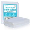 ToKinCen sofa cover 3 seater,sofa protective bag cover, plastic sofa cover, transparent sofa dust cover, water resistance, large heavy furniture