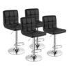 DINGZZ Set of 4 Adjustable Bar Stools PU Leather Swivel Kitchen Counter Pub Chair (Color : Argento, Size : Light Grey)