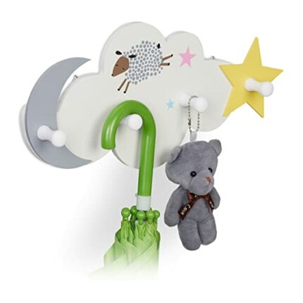 Relaxdays Floating Shelf, Star-Shaped, Wall-Mounted, Children's Room, HWD: 27.5 x 25 x 11.5 cm, Sturdy Pine Wood, White
