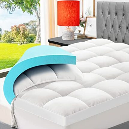 ELEMUSE Memory Foam Mattress Topper for Back Pain Relief-Mattress Topper Double Bed with Washable Cover, with OEKO-TEX & CertiPUR-US (Double Size