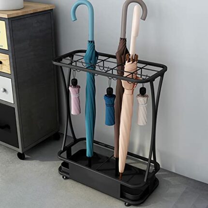 GeLive Iron Umbrella Stand Rack with Removable Drip Tray, Entryway Freestanding Umbrella Holder, Canes Walking Sticks Golf Clubs Space Saving Org