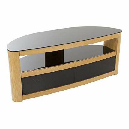 Burghley Affinity Curved TV Stand 1250 Oak/Black Glass