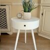 ASPECT Anika Round Bedside/End/Lamp Table With One Drawer,White