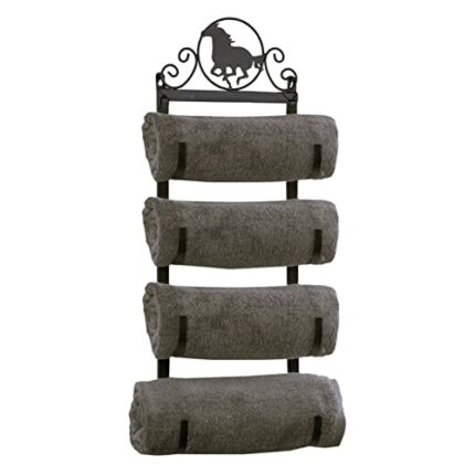 Rustic Metal Horse Towel Roll Wall Rack - Western Farmhouse Country Bathroom Décor
