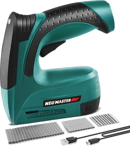 Cordless Staple Gun, NEU MASTER 2 in 1 Electric Brad Nailer/Stapler, 4V Power Stapler Tacker with USB Charger Cable, 3000pcs Staples and 500pcs N
