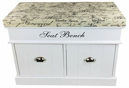 Geko White Seat Bench with 2 Drawers & Lid 70cm, Large, One Size