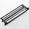 Black 60CM Stainless Steel Towel Rack,Wall Mounted Towel Shelf Bar,Rustproof Towel Rail,for Kitchen Bathrooms Lavatory Hardware Accessories