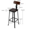 DINGZZ 2pcs Counter Height Bar Stools with Backrest Industrial Vintage Barstools Tall Bar Chair for Bistro Pub Bar Patio