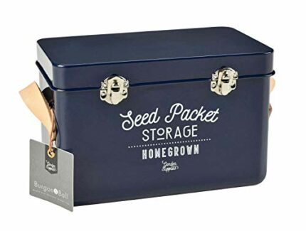 Burgon & Ball Leather Handled Seed Packet Storage Tin from BLUE colour