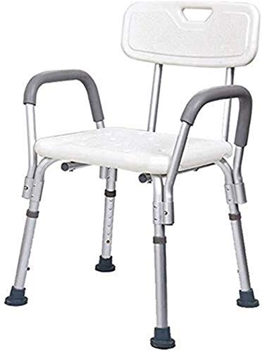 CHEWO Bath Stools,Shower Stool Bathroom Seat Bath Seat Height Adjustable with Armrests Lightweight Aluminum with Backrest Folder for Elderly Woma