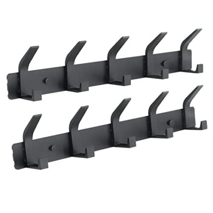 ZGELIN Coat Rack Wall Mounted,5 Coat Hooks for Hanging Coats,Heavy Duty Metal Double Hook Rack Hook Rail,Coat Rack with Hooks,Wall Mount Coat Han