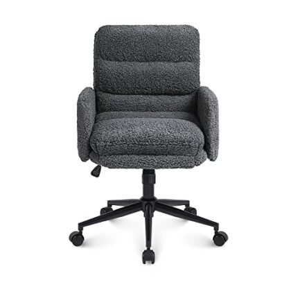 Youhauchair Office Chairs for Home, Faux Cashmere Desk Chair with Adjustable Height, Comfortable Computer Chairs Bedroom Chair, Faux Fur Office C