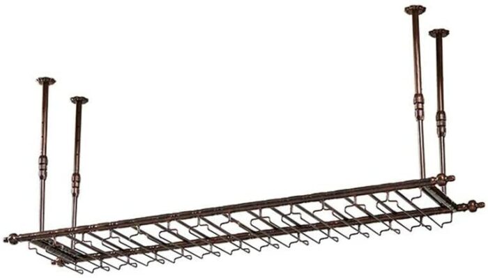 EMISOO style hanging wine glass rack, bar creative wine rack, home upside down goblet rack, bar wine rack decoration (Color : Brown, Size : 60 *